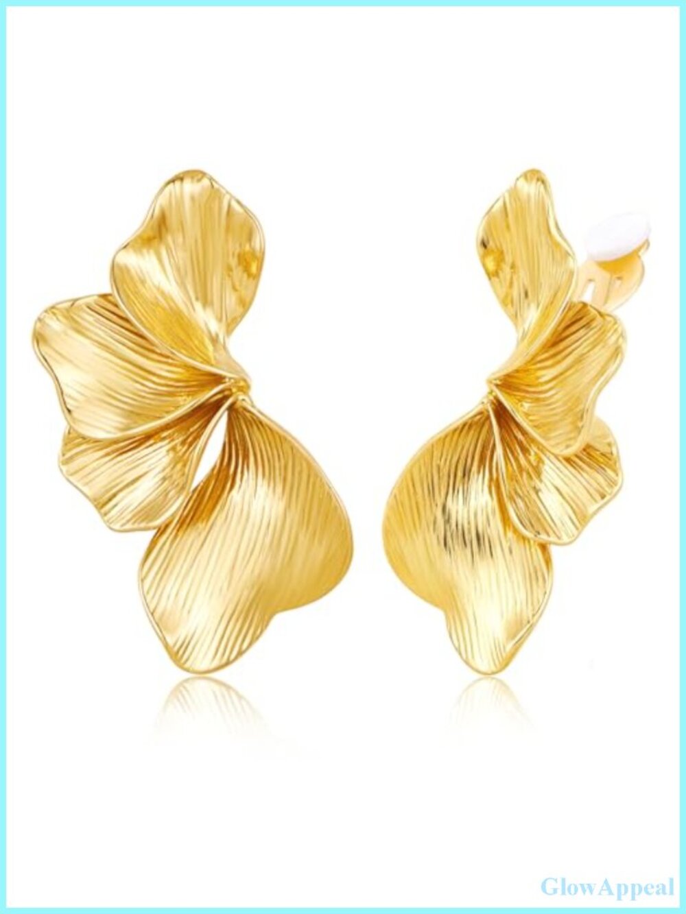 Chunky Flower Clip On Earrings 14K Gold Plated No Piercing Floral Stud